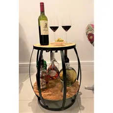 Barzinho Mesa De Apoio Banco Barril Com Porta Taça