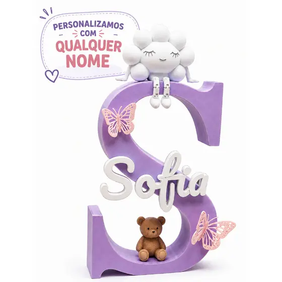 Letreiro Personalizado com QUALQUER NOME | Infantil com Personagem e Tema à Escolha