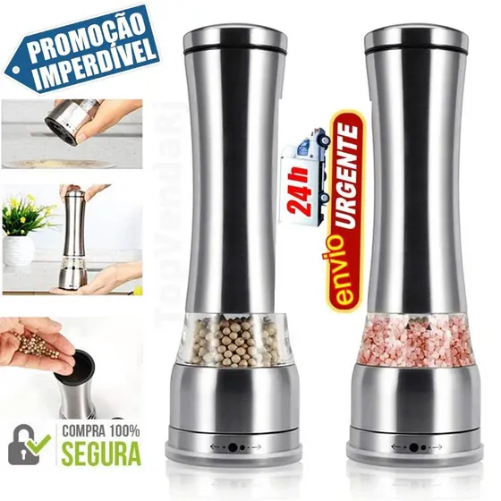 Kit 2 Moedor Em Inox P/ Sal E Pimenta Manual - Saleiro