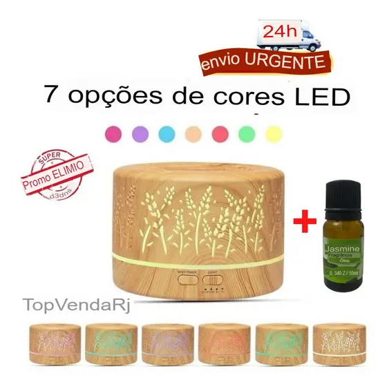 Difusor Aromatizador Umidificador 7 Cores Led - Floral 500ml