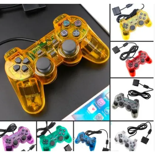 Controle Joystick para Ps2 com fio colorido transparente