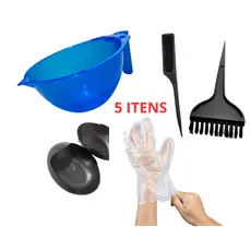 Kit Tintura Cabelo (Tigela Pincel Luva pente protetor orelha)