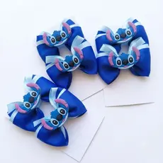 Par de Laços Stitch e Angel chiquinha P e M  no Bico de Pato Presilhas