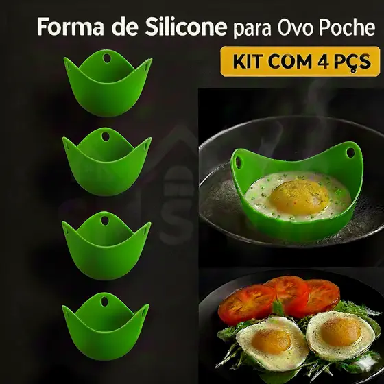 Formas De Silicone Para Omeleteira Cozimento Dupla Ovos Poché Livre Bpa Cozinha Cor VERDE
