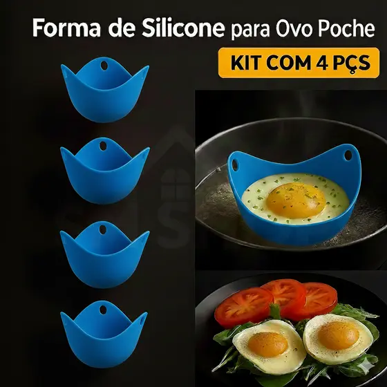 Formas De Silicone Para Omeleteira Cozimento Dupla Ovos Poché Livre Bpa Cozinha Cor AZUL