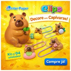 Clips de Papel Metal Mini Decorativo Colorido 4 Peças Capivara Para Escola Agenda Caderno Lançamento
