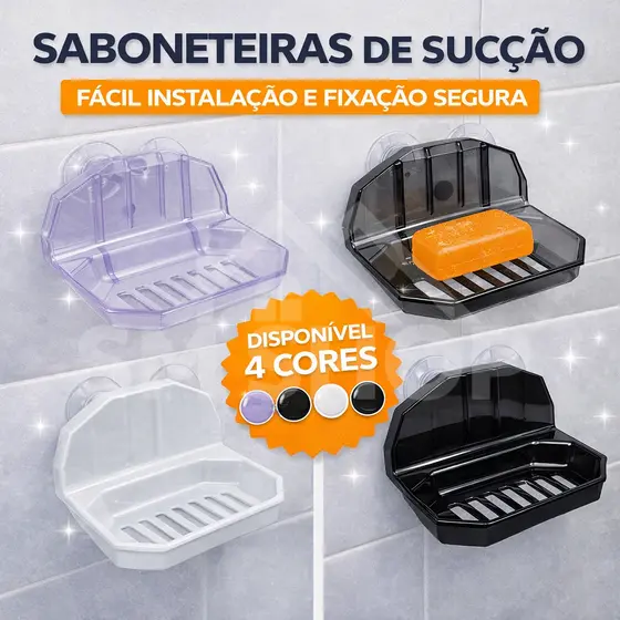 Saboneteira Porta Sabonete de Parede Banheiro Box com Ventosa Cores Material de Qualidade Resistente