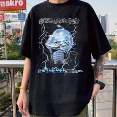 Camiseta Basica Algodao Universe Lightning Planet Robo Future Aesthetic Y2k Moda Unissex -CASL.