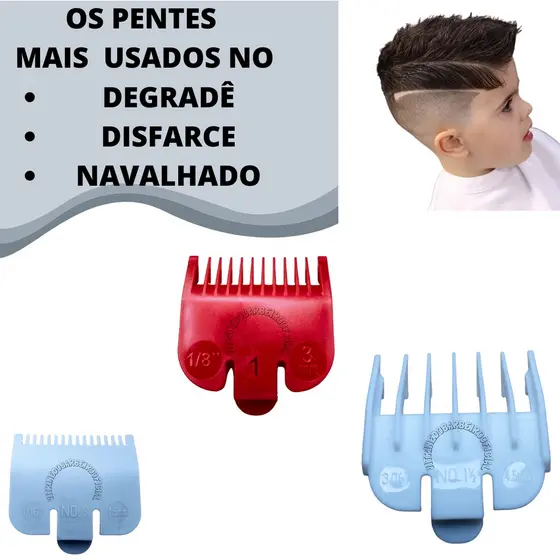 Kit 3 Pentes Disfarce Degradê Navalhado Máquinas Original