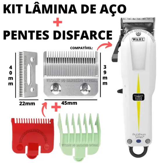 Kit Lâmina Aço + Pentes Disfarce 0.5 1.5 P/ Super Taper