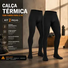 Kit 2 Calça Térmica Masculina Segunda Pele Flanelada Felpuda Proteção Uv Premium Esportes Exercícios