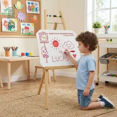 Lousa Branca Infantil Quadro Branco Cavalete com Canetas Coloridas e Apagador