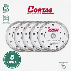 Disco de Corte Diamantado Turbo Porcelanato Cortag 110 mm - Kit 5 unidades