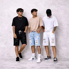 kit Bermudas Jeans Shorts Jens Masculino 3 Peças Bermuda Sarja Slim