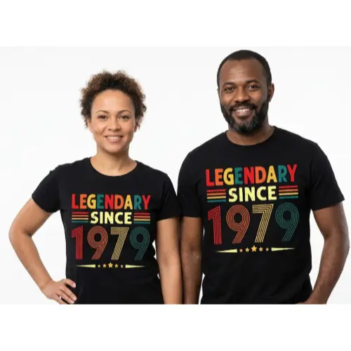 Camiseta Algodão Lendary Since 1979 1963, 1969 1977 T-shirt Básica Confortável Estampa Estilo Retrô personalizado Since
