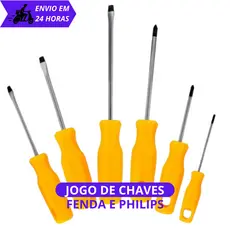 Conjunto de Chave Philips/Fenda com 6 peças Em Aço Linha Profissional Com Imã na Ponta Imantada