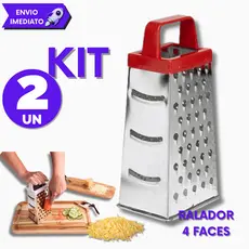 Kit 2 Ralador em Inox para Legumes Queijos Fatiador de Embutidos 4 Faces para Cozinha de Mesa