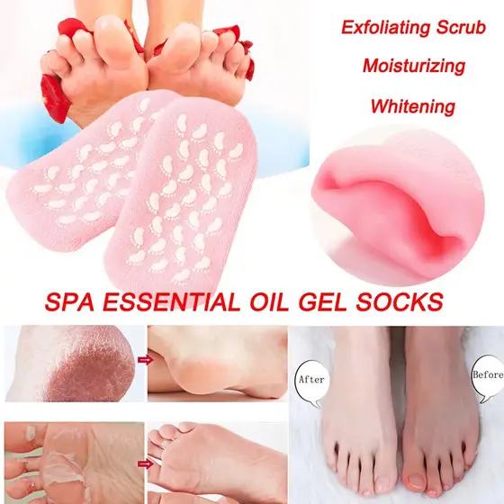 Meia de Hidratação Silicone Esfoliante Gel Spa Dos Pés