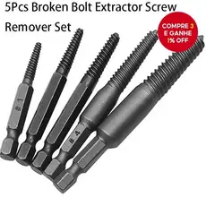 Kit Extrator de Parafuso Quebrado 5 Peças em Aço Alta Resistência | Remove Parafusos Enferrujados