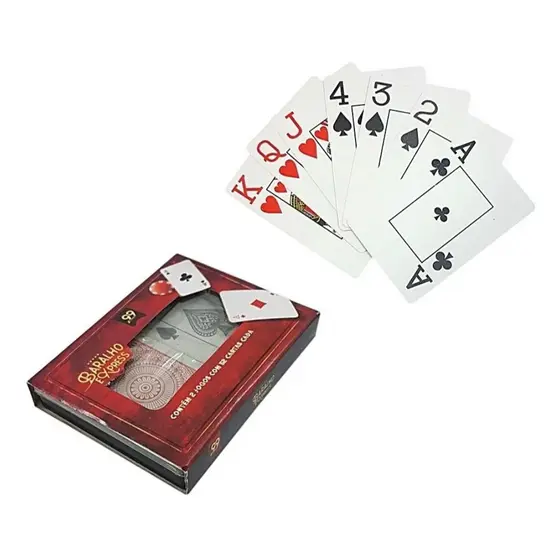 Baralho De Plastico Com Estojo Acrílico 2 Jogo Com 54 Cartas Cada