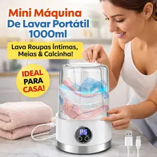 Mini Máquina de Lavar Roupa Calcinha Intima Portátil 1000L Recarregável USB