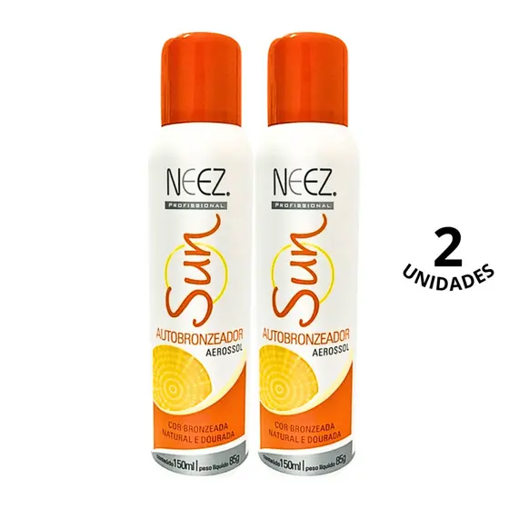 Kit 2un Autobronzeador Aerosol Sun Bronzeado Sem Sol Neez Profissional 150mL