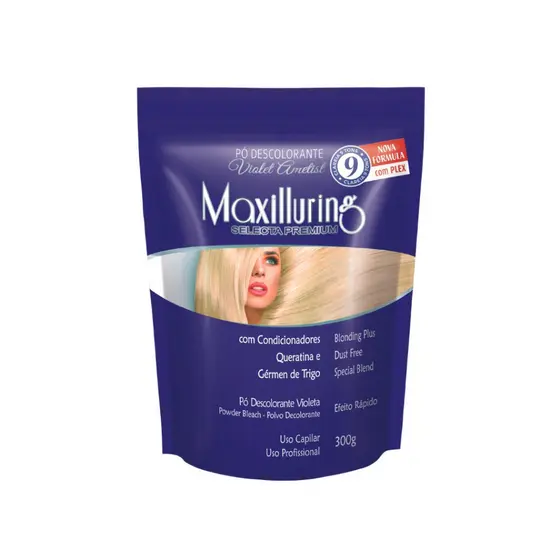 Pó Descolorante Ametista Maxilluring 9 Tons Platinado Perfeito 300g