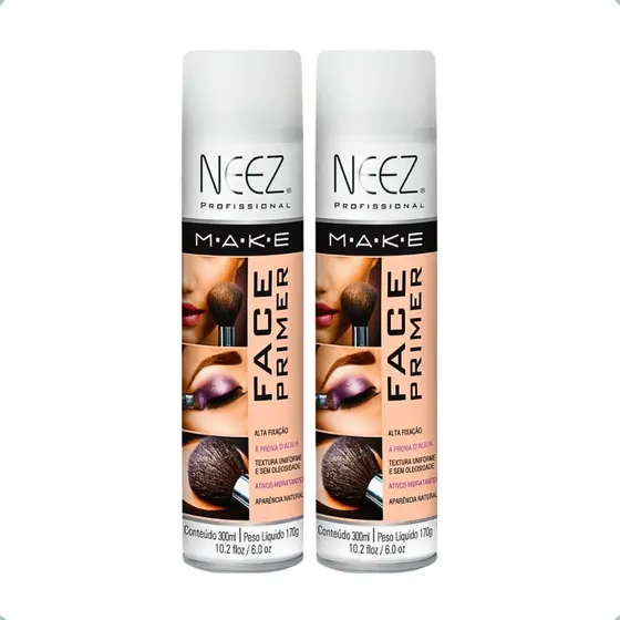 Kit 02 Face Primer Spray Fixação de Alta Durabilidade A Prova D'água Neez Profissional