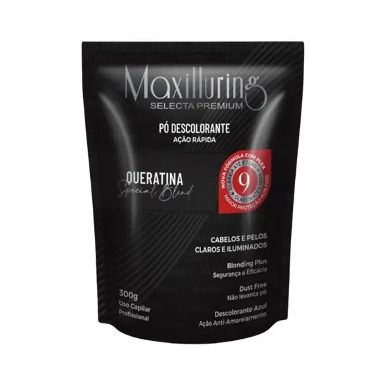 Pó Descolorante Queratina Azul Ação Imediata Profissional Maxilluring 300g