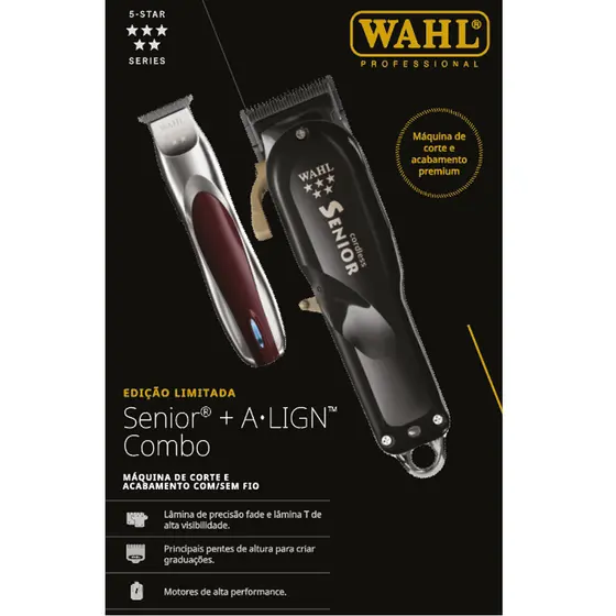 Combo Wahl | Maquina Corte Senior Cordless + A-Lign Maquina Acabamento Bivolt Profissional