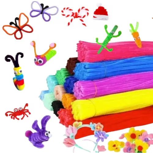 Kit 100 Haste de Chenille Limpador de Cachimbo Fios Artesanato 30cm