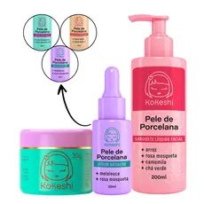 KIT Skin Care pele de porcelana kokeshi Creme Sabonete e sérum antiacne anti-idade ou antimanchas