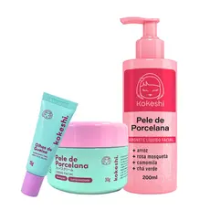 Kit Limpeza e Hidratação Facial Pele de Porcelana Kokeshi Sabonete Olhos de Gueixa