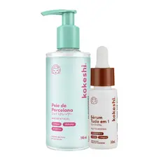 Kit Sabonete Facial e Sérum tudo em 1 Pele de Porcelana Rotina Prática