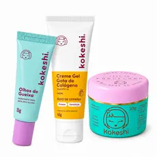 Kit Facial Kokeshi Completo 3 Passos Hidratação e Colágeno