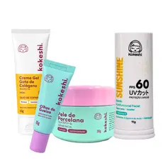 Kit Bastão Facial FPS60 Renovadores Gota de Colágeno Kokeshi