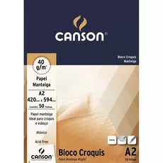 Bloco croquis Manteiga  A2 translúcido 50folhas Canson