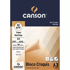 Bloco croquis manteiga A3 50 folhas Canson