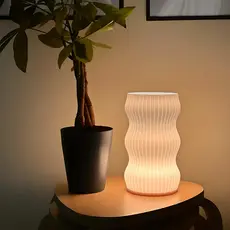 Luminaria Mesa Abajur Led Portátil ONDAS ONDULADO Decoracao Diversos Presente Quarto Casa Geometrica Luxo