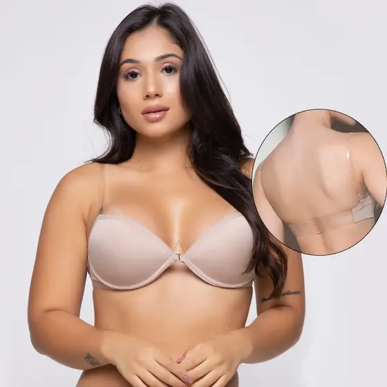 Sutiã com Bojo Costa Nua e Alça de Silicone Feminino Removível ZOORE