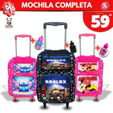 Mochila Escolar com 3 bolsos - Rodinha - Menino - Menina