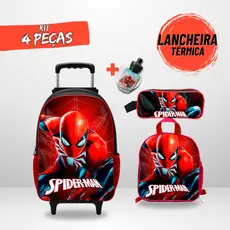 Kit Mochila Escolar Homem Aranha + Lancheira Térmica + Estojo