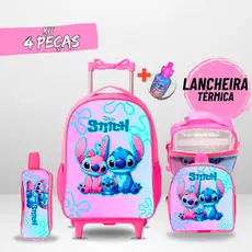 Kit Mochila Escolar Stitch + Lancheira Térmica + Estojo