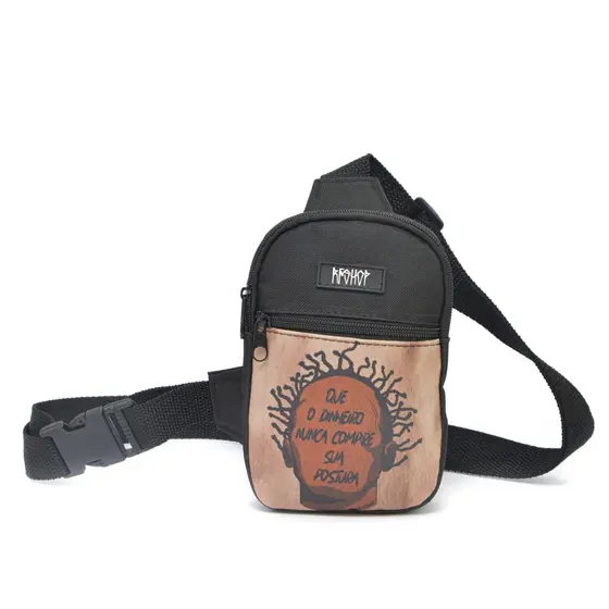 Bolsa Lateral shoulder Bag Masculina Black com Alça transversal e Regulagem Ajustável - Rfshop 2.0 estampa