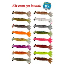 50 Camarões BG 7,5 cm Camarão de silicone Artificial Melhor Isca para Robalo Garoupa Badejo Traira Tucunare Corvina