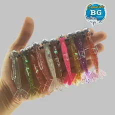 Kit Jig Head inox + Camarão Artificial Isca  Soft para pesca de praia, barranco e embarcado