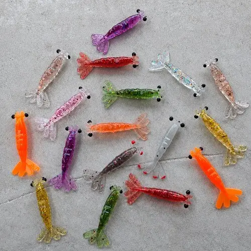 Kits BG 4,5cm Camarão Artificial Micro Ultra light para todos os peixes
