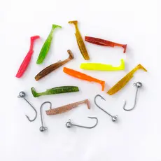 Shad 8,5cm + Jig Head inox Isca Artificial Peixinho Soft Pesca de praia, barranco e embarcado