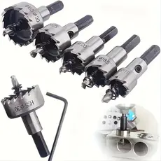 Kit 5 Brocas Serra Copo Furar chapa Metal Aço Ferro 16/18.5/20/25/30mm jogo ferramentas completo metalurgica