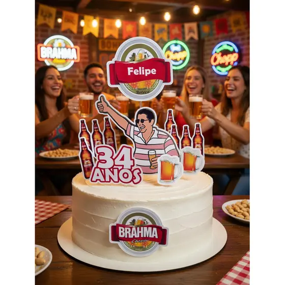 TOPO TOPPER BOLO PERSONALIZADO / DECORAÇÃO DE BOLO ZECA PAGODINHO, BRAHMA, BOTECO